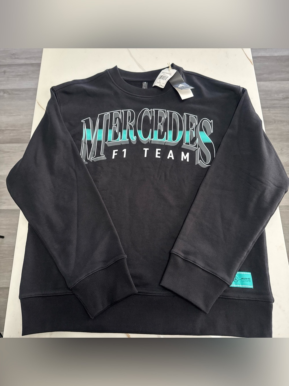 Adidas F1 Mercedes AMG Petronas Black Crewneck Sweatshirt Mens Large $95 L